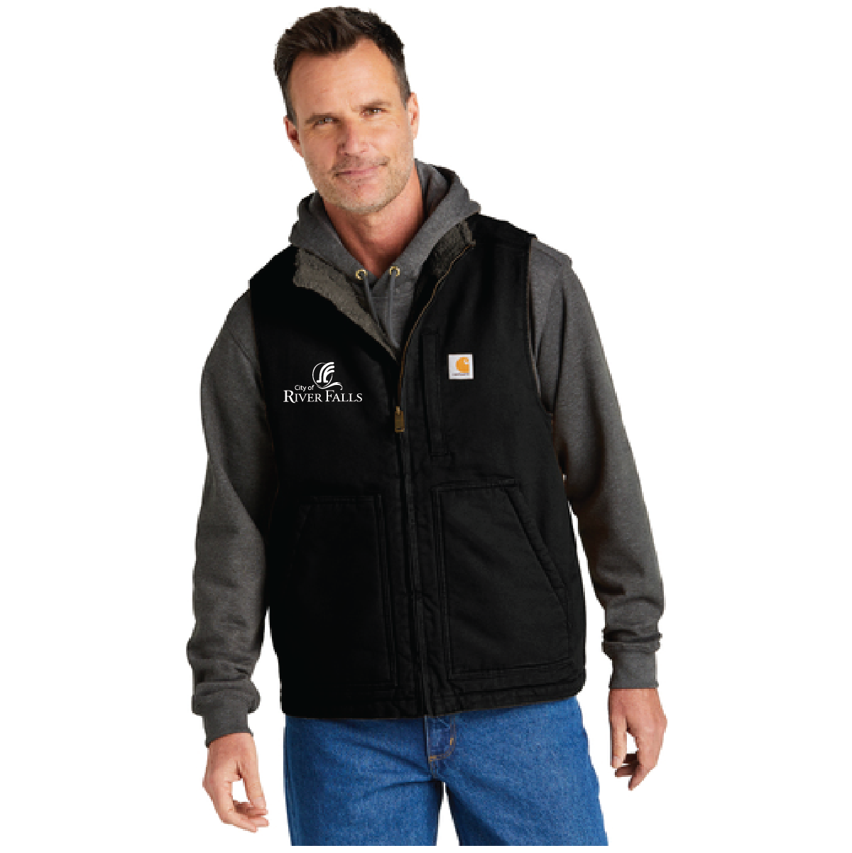 City of RF Carhartt® Sherpa-Lined Mock Neck Vest – River City Stitch