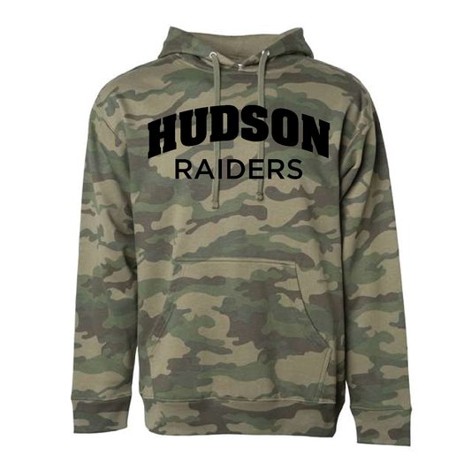 Hudson Raiders Online Unisex Midweight Hooded Sweatshirt - Forest Camo with Silicone Print