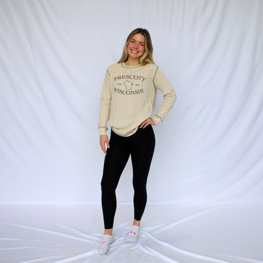 Prescott Wisconsin Retail Vintage Thermal Long Sleeve T-Shirt - Design 8