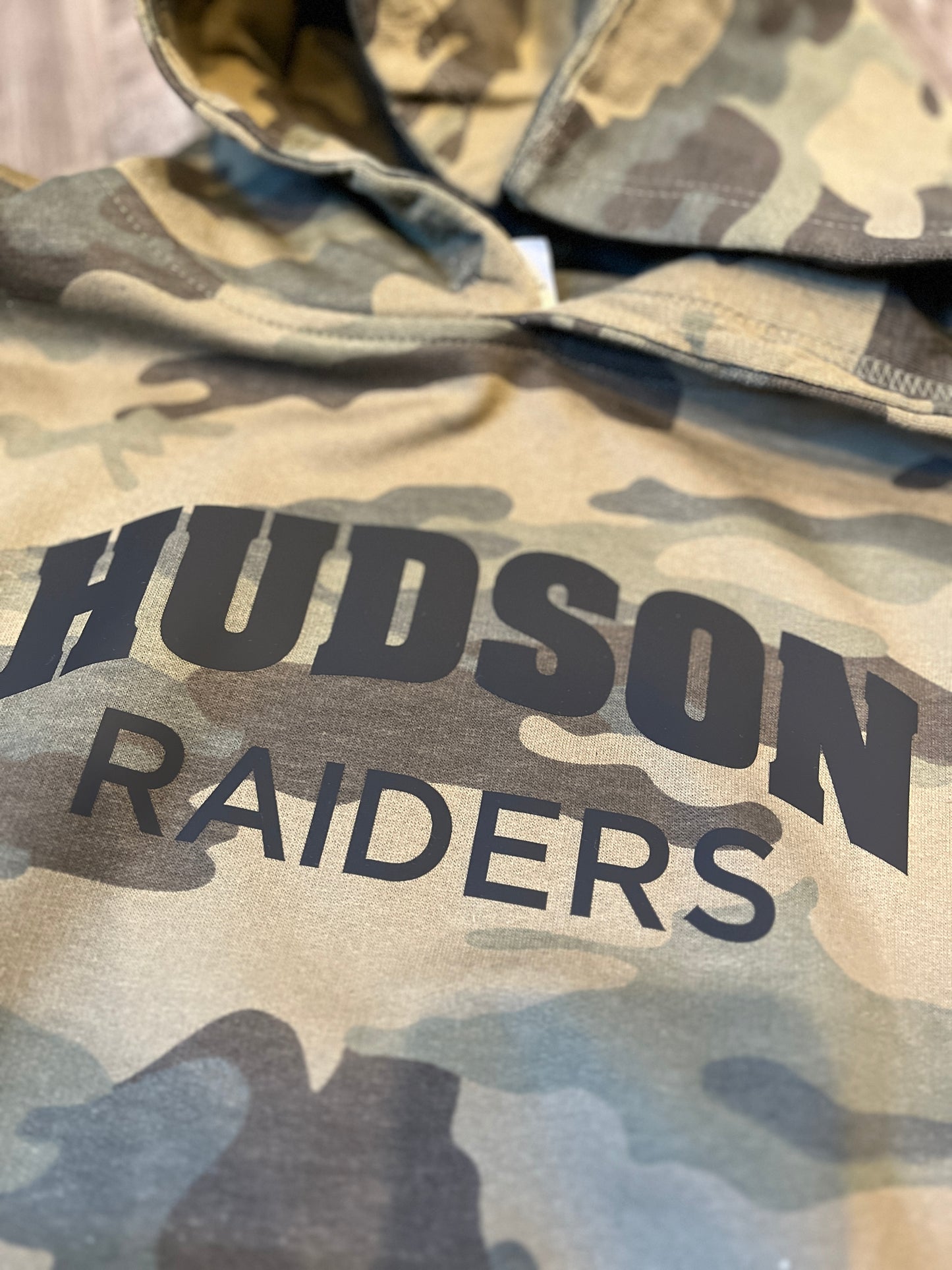 Hudson Raiders Online Unisex Midweight Hooded Sweatshirt - Forest Camo with Silicone Print