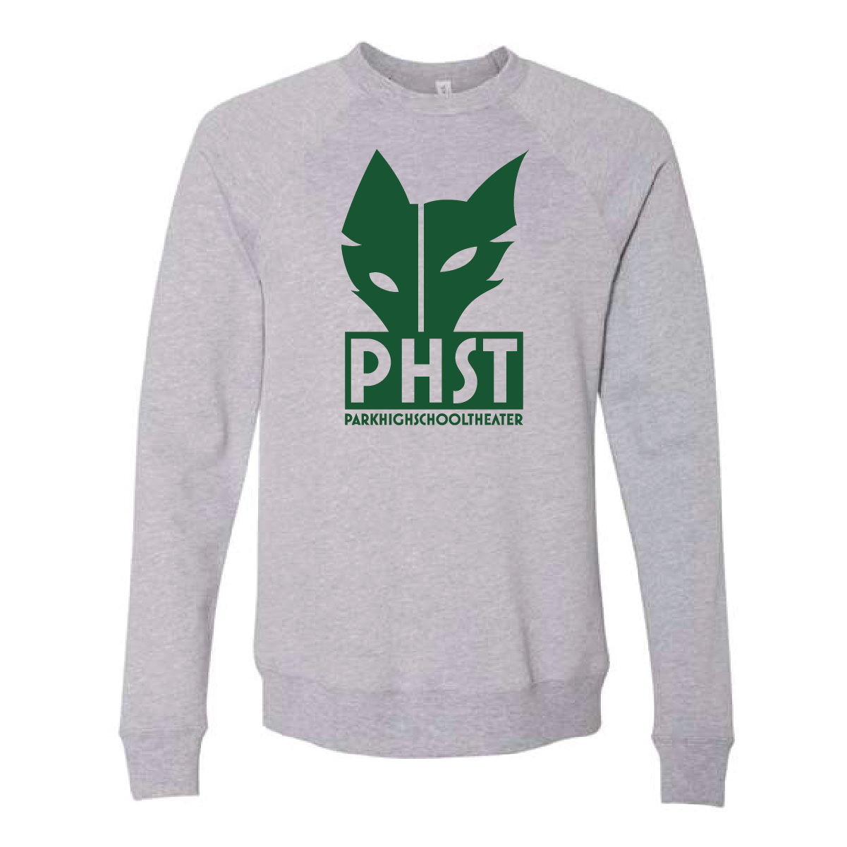 PHST Unisex Sponge Fleece Raglan Crewneck Sweatshirt - Light Grey