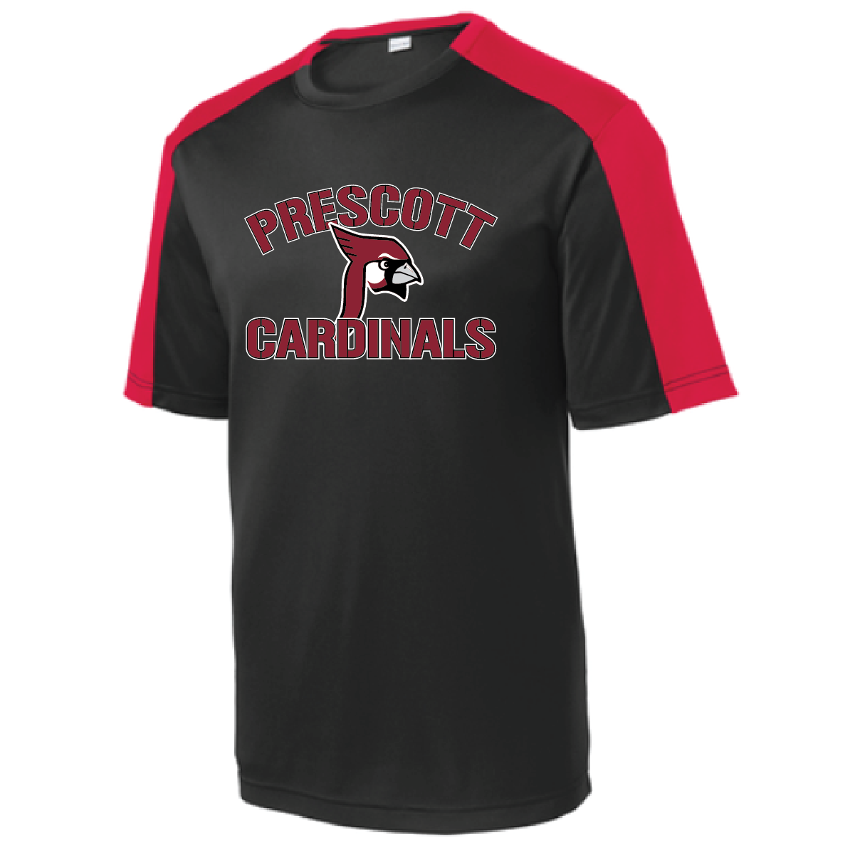 Prescott Retail Online Youth Sleeve Block Tee - Black/Red Design 100