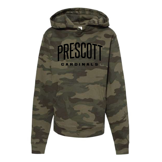 Prescott Retail Online Youth Midweight Hooded Sweatshirt - Forest Camo with Silicone Print