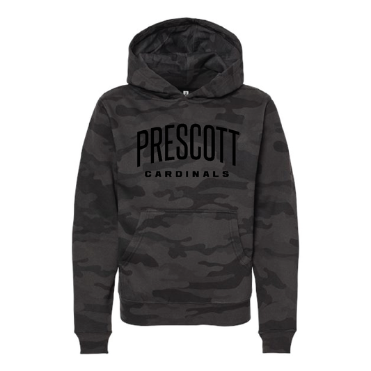 Prescott Retail Online Youth Midweight Hooded Sweatshirt - Black Camo with Silicone Print