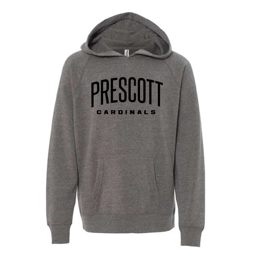 Prescott Retail Online Youth Lightweight Special Blend Raglan Hooded Sweatshirt - Nickel with Silicone Print