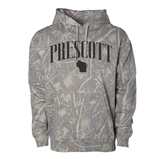 Prescott Wisconsin Retail Online Deadwood Camo Independent Unisex Heavyweight Hooded Sweatshirt