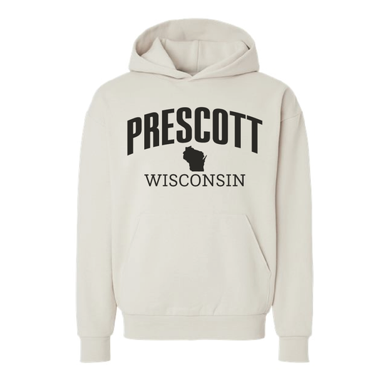 Prescott Wisconsin Retail Independent Trading Co. - Mainstreet Hooded Sweatshirt Design 1