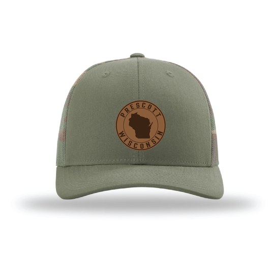 Prescott Wisconsin Retail Richardson Adjustable Trucker Hat - Loden / Green Camo
