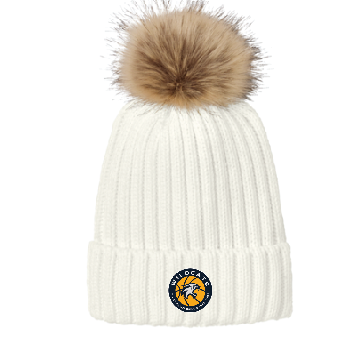 RF Girls Basketball Port Authority Faux Fur Pom Beanie