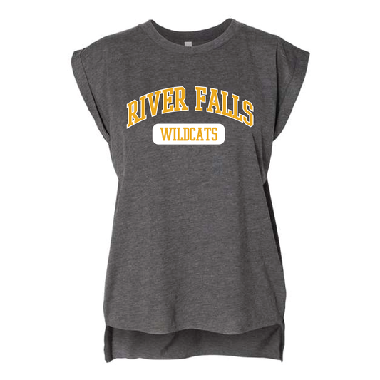 River Falls Retail Online Womens Flowy Rolled Cuff Muscle Tee