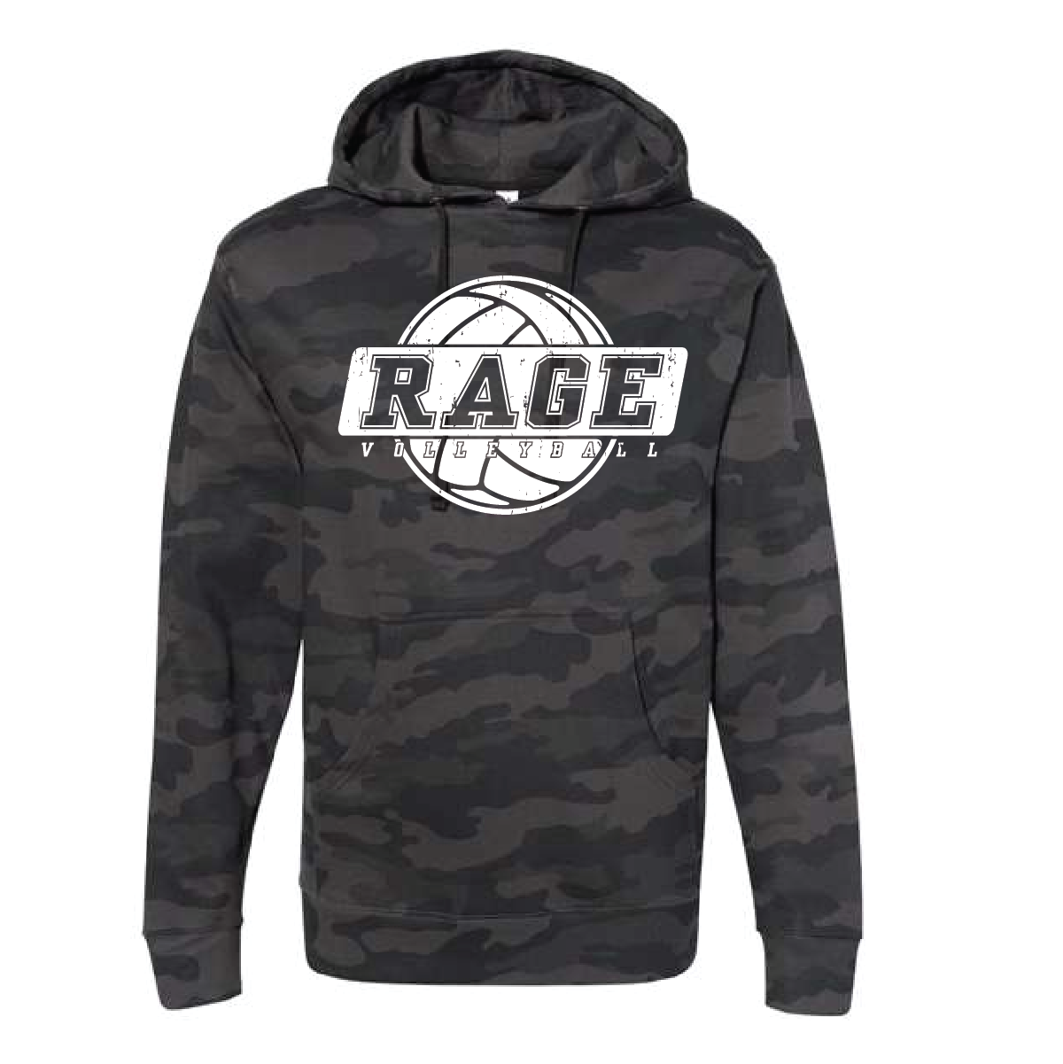 Rage Volleyball Unisex Midweight Hooded Sweatshirt - Black Camo