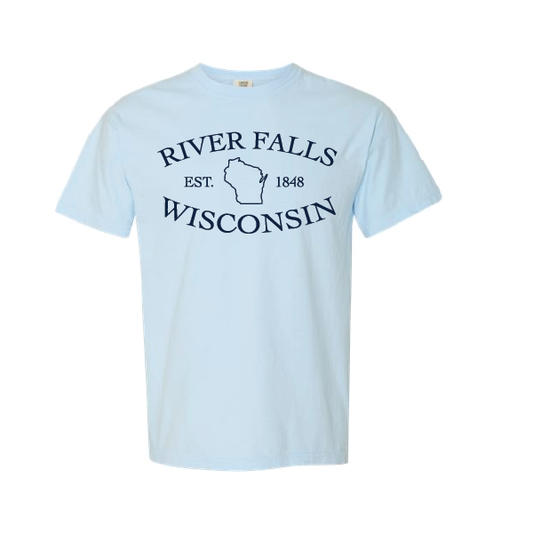 River Falls Wisconsin Comfort Colors Garment-Dyed Heavyweight T-Shirt - Chambray