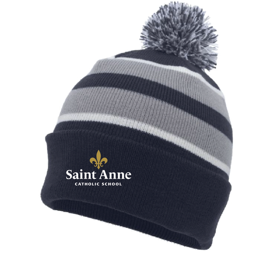 Saint Anne Knit Fold Over Pom-Pom Beanie