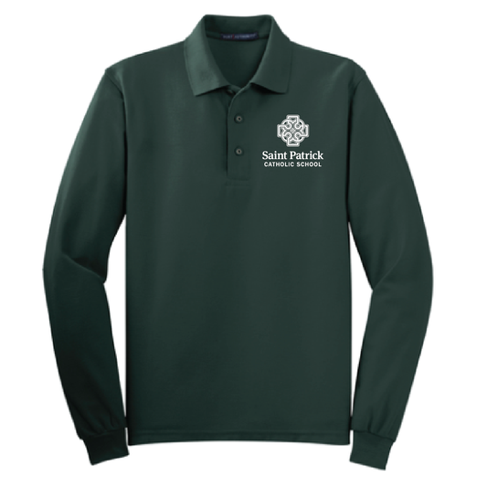 Saint Patrick School Port Authority® Silk Touch™ Long Sleeve Polo - Adult and Youth