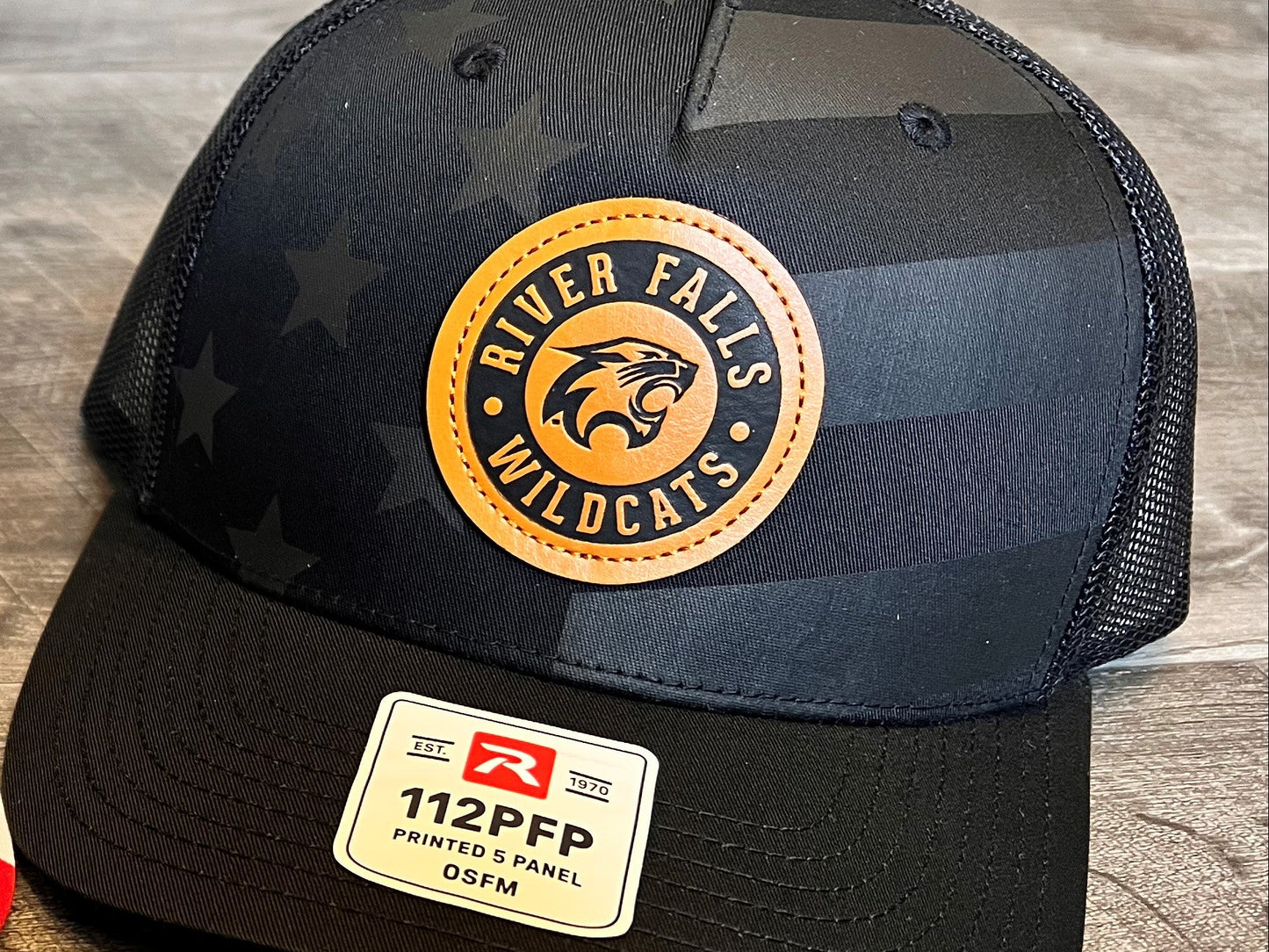 River Falls Retail 112PFP Black Tonal Stars & Stripes- Leather Patch
