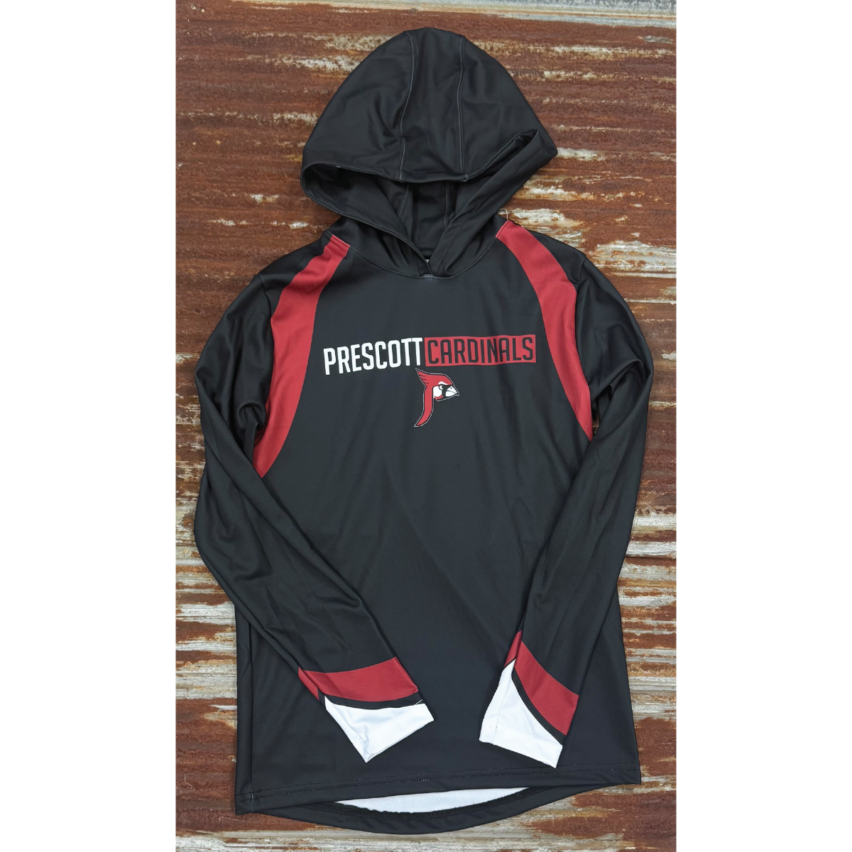 PRESCOTT RETAIL ONLINE CHAMPRO LONG SLEEVE T-SHIRT HOODIE WITH POCKET (ADULT,YOUTH)