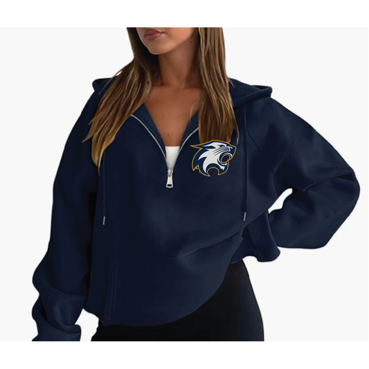 River Falls Retail Online Ladies 1/4 Zip with Chenille Wildcat Logo