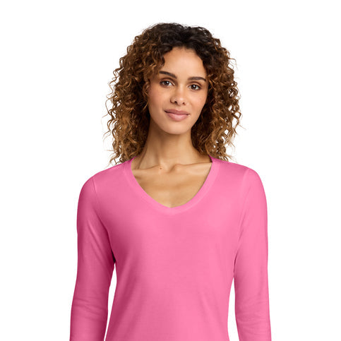 Loparex Port & Co Women's Long Sleeve Fan Favorite V-Neck Tee