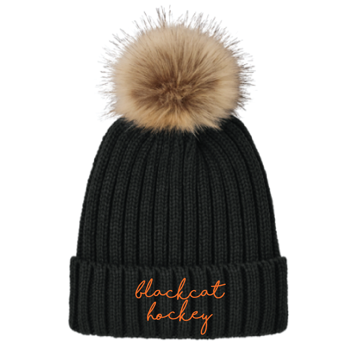 Blackcats Port Authority Faux Fur Pom Beanie