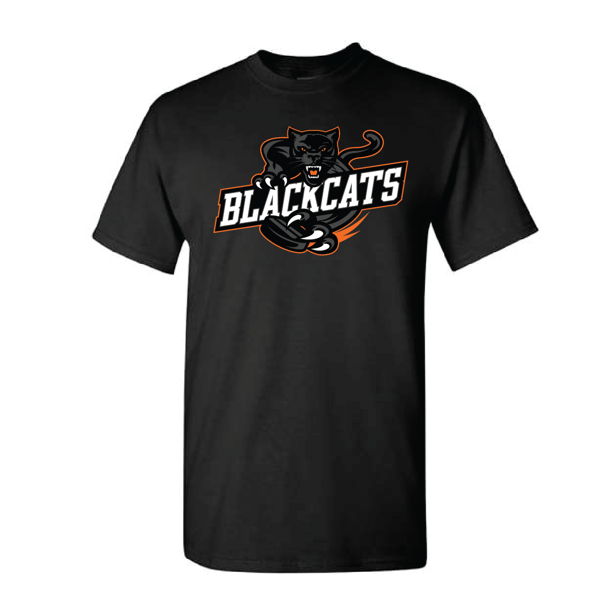 River Falls Retail Online Blackcats Hockey Short Sleeve T-shirt - Black Full Logo