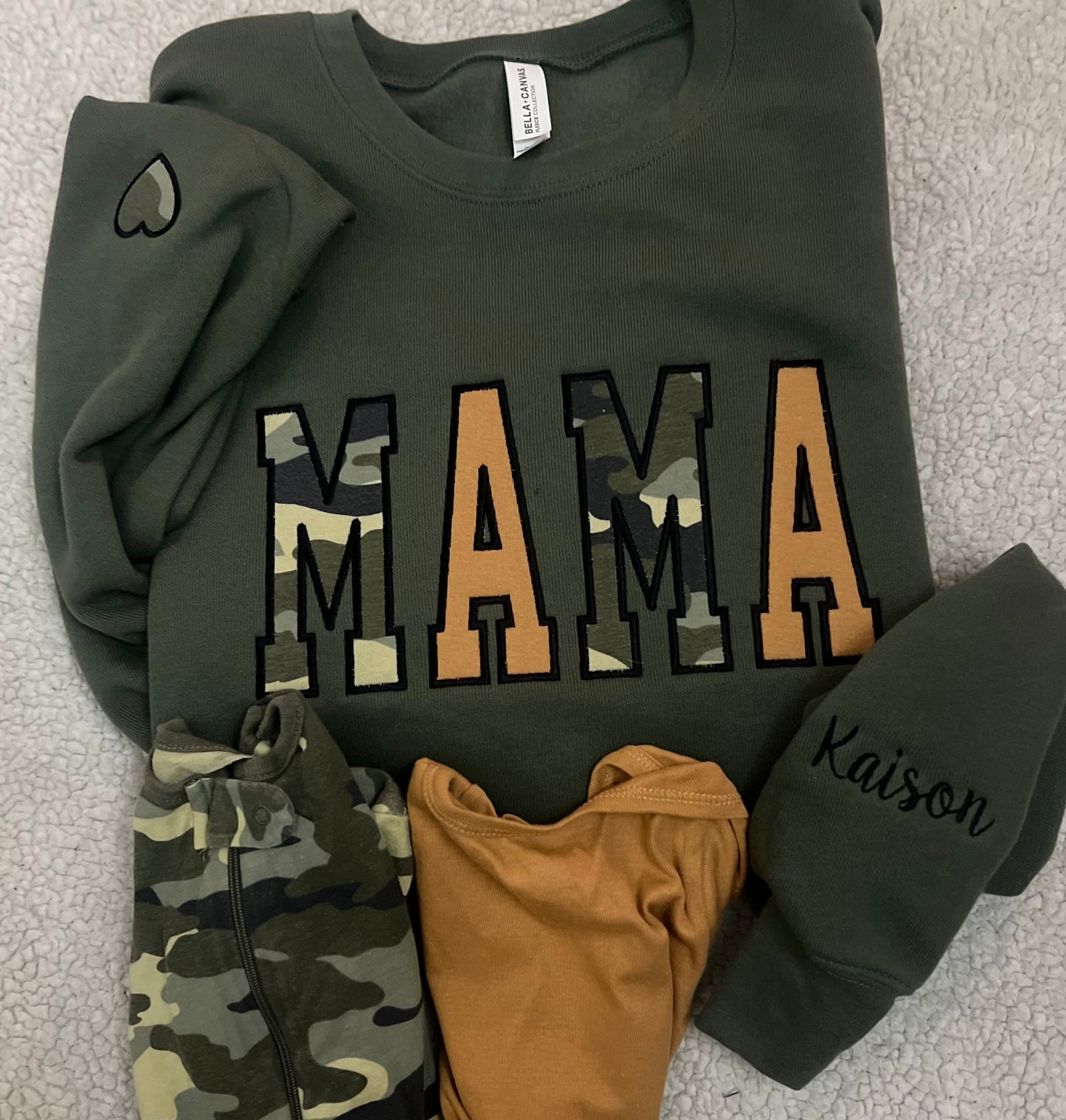Mama Keepsake Sweatshirt – Custom Bella Canvas Crewneck Made From Baby Outfits