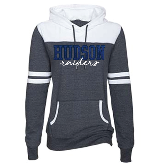 Hudson Raiders Online Glitter Enza Ladies Varsity Fleece Pullover Hood