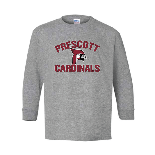 Prescott Retail Online Youth Gildan Long Sleeve Shirt - Sport Grey Design 100