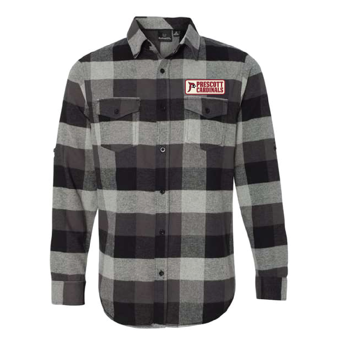 Prescott Retail Online Burnside - Yarn-Dyed Long Sleeve Flannel Shirt with Patch - Black/Grey