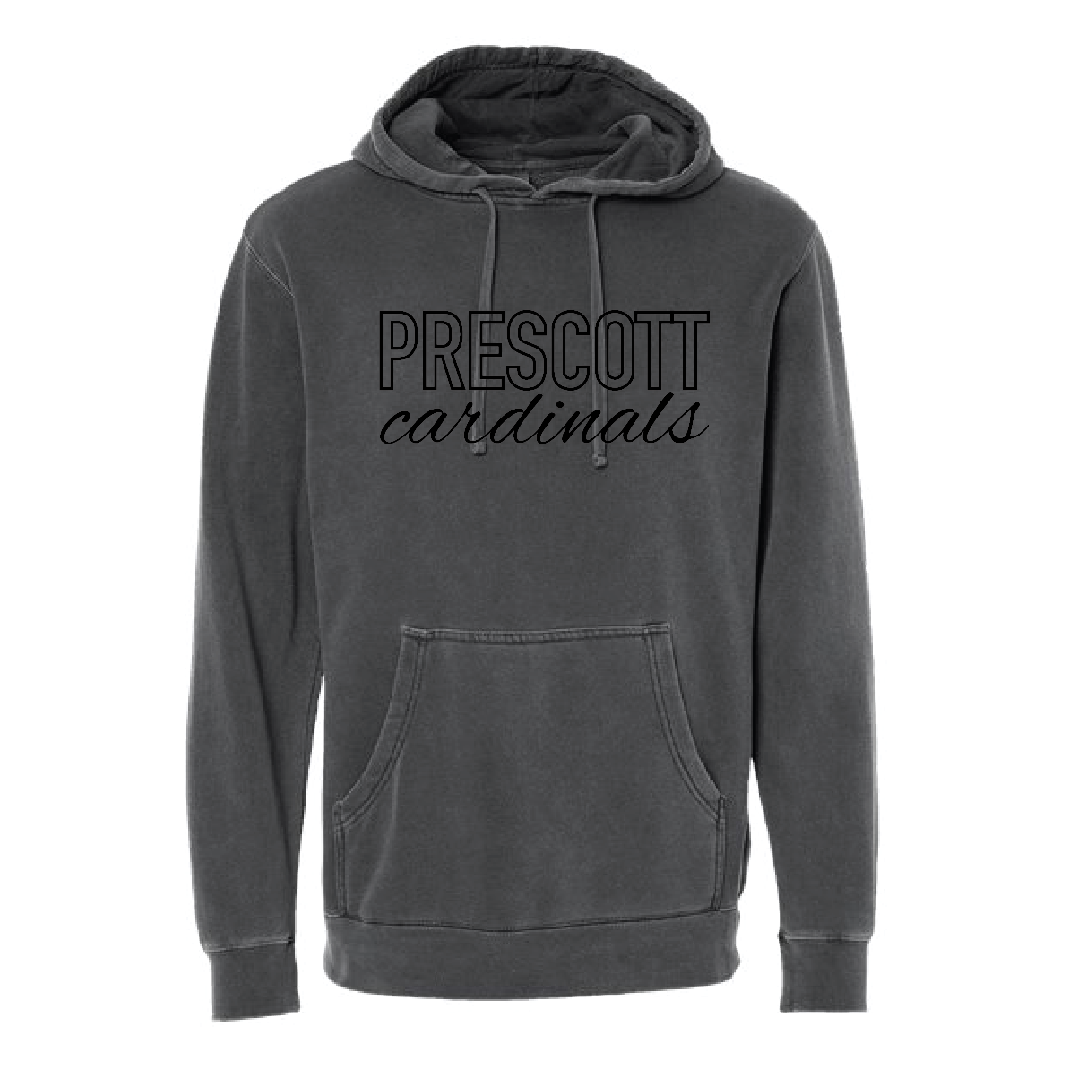 Prescott Retail Online Independent Midweight Pigment-Dyed Hooded Sweatshirt - Black 3D Embroidery