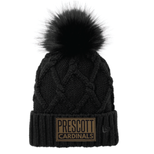 Prescott Retail Online New Era ® Faux Fur Pom Beanie - Leather Patch