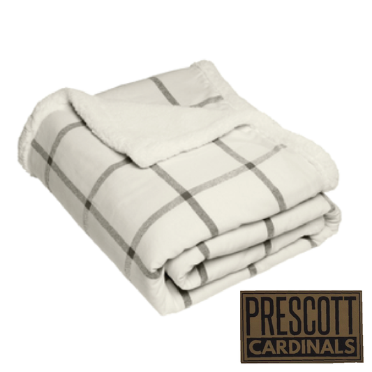 Prescott Retail Online Flannel Sherpa Blanket with Leather Patch