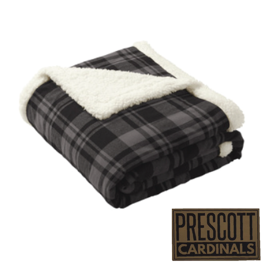 Prescott Retail Online Flannel Sherpa Blanket with Leather Patch