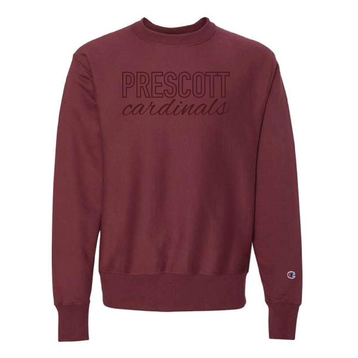 Prescott Retail Online Champion Reverse Weave Crewneck Sweatshirt - Cardinal 3D Embroidery