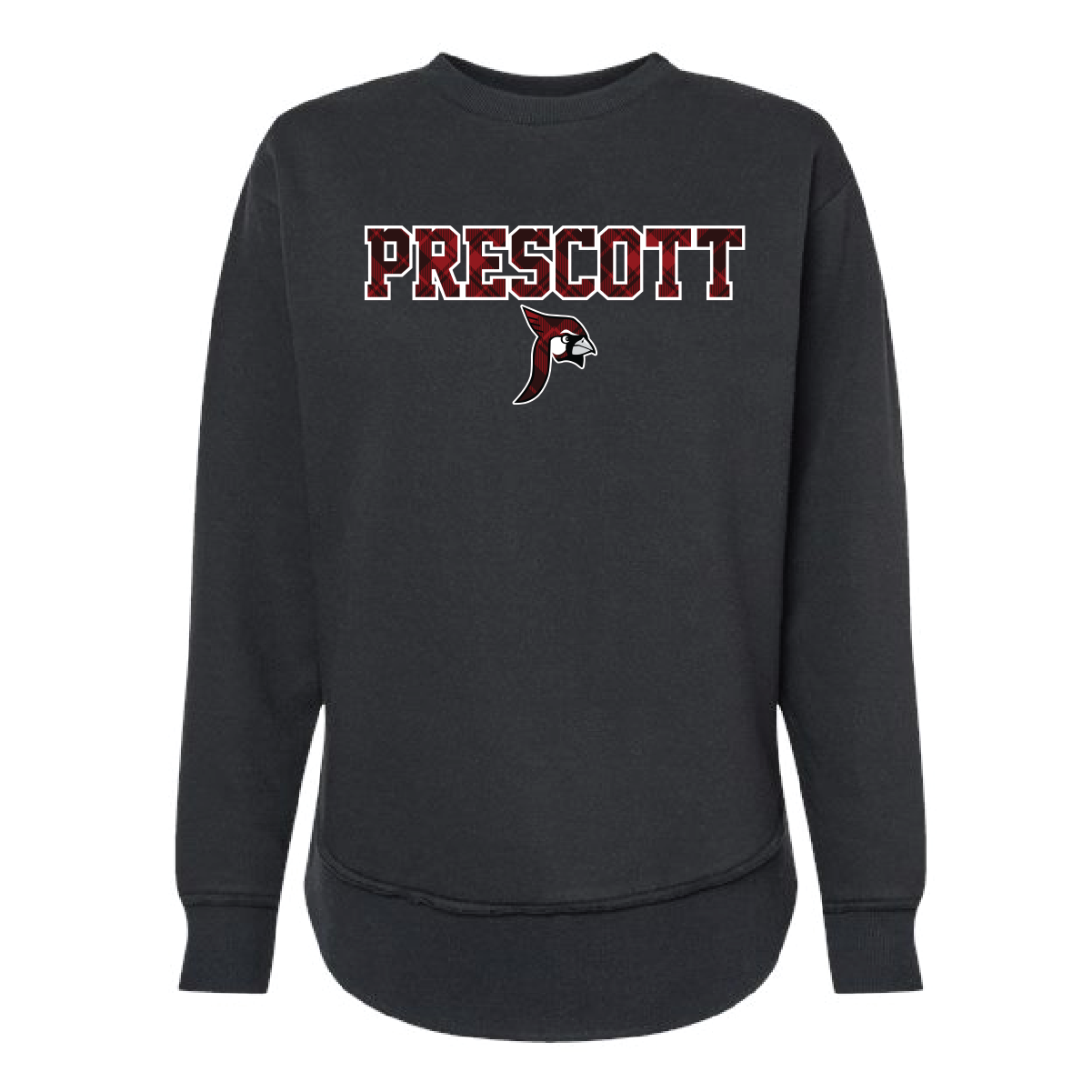 Prescott Retail Online LAT Women's Weekend Crewneck Sweatshirt Black - Flannel Print