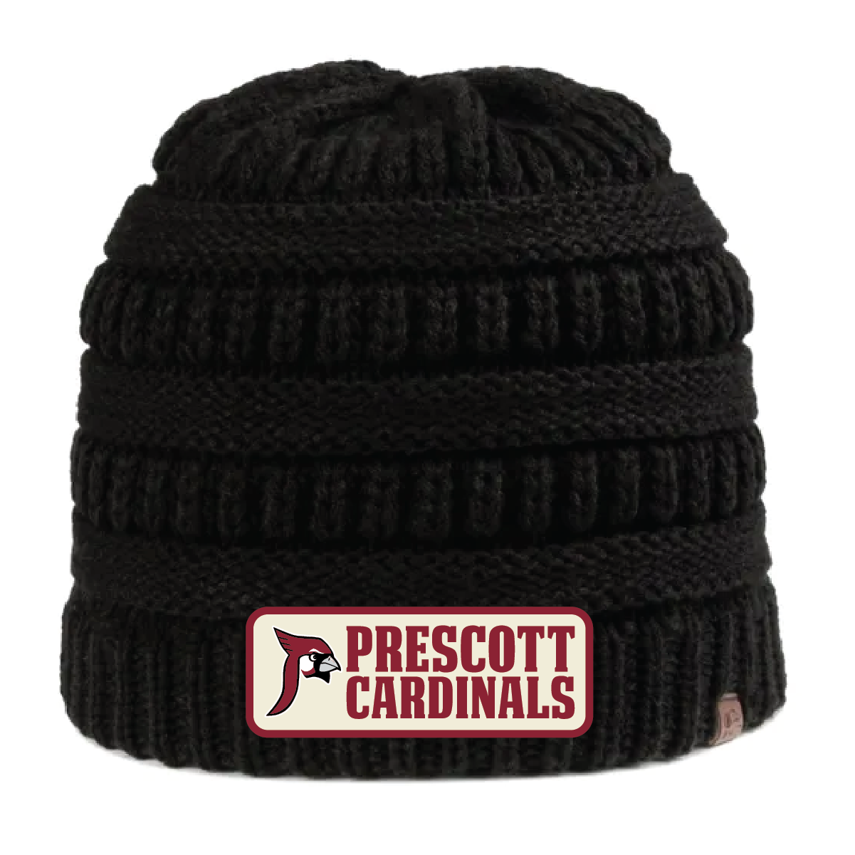 Prescott Retail Online Outdoor Cap Cable Knit Beanie with Woven Patch