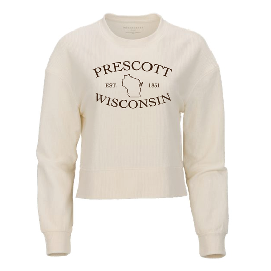Prescott Wisconsin Retail Boxercraft Women's Cropped Boxy Long Sleeve T-Shirt