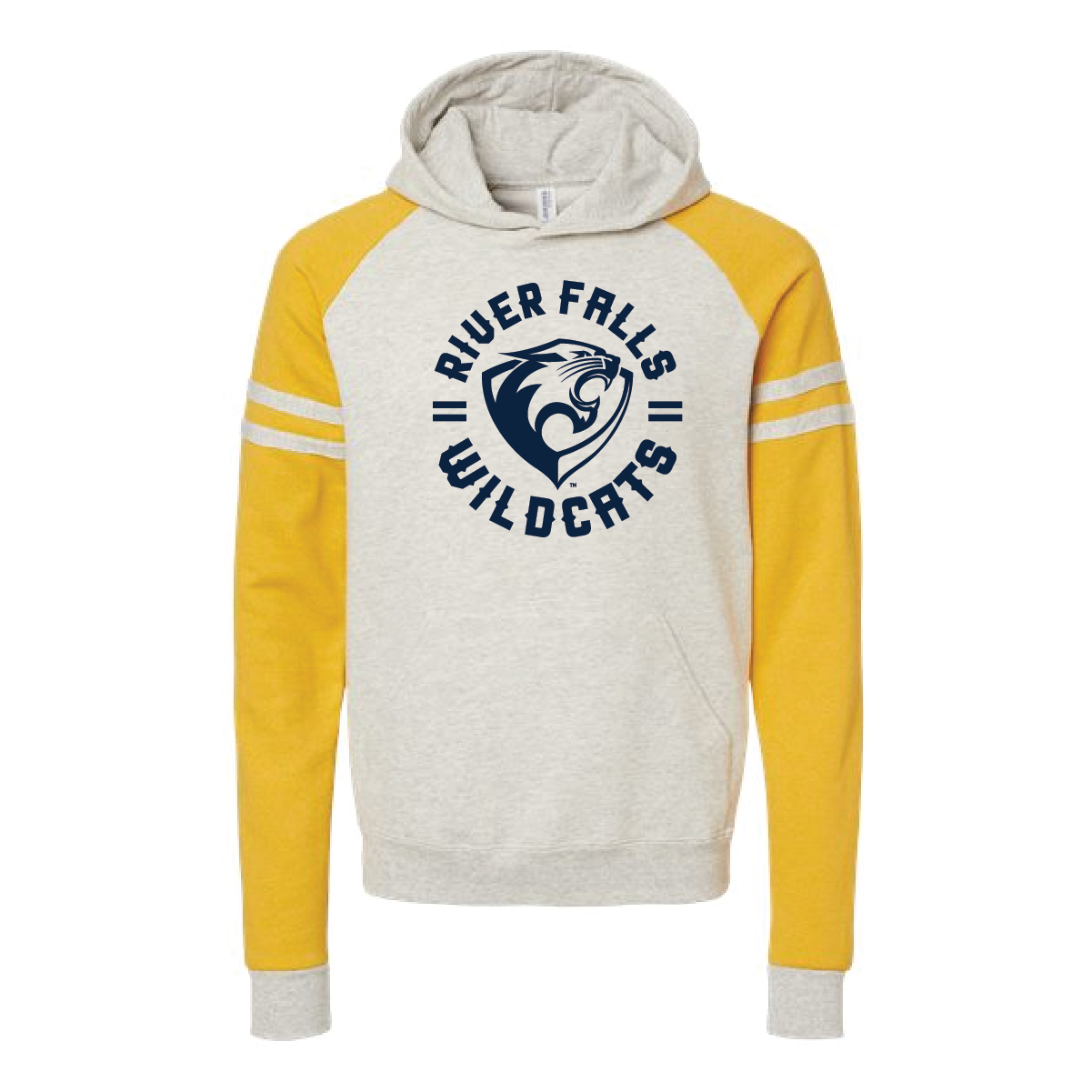 River Falls Retail Online Varsity Colorblocked Hooded Sweatshirt - Design 69