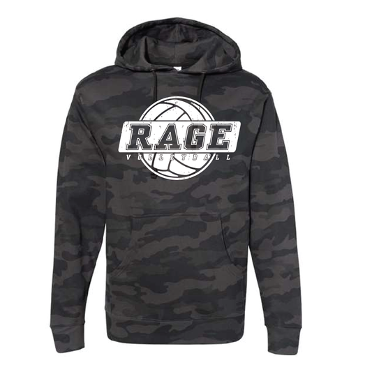 Rage Volleyball Unisex Midweight Hooded Sweatshirt - Black Camo