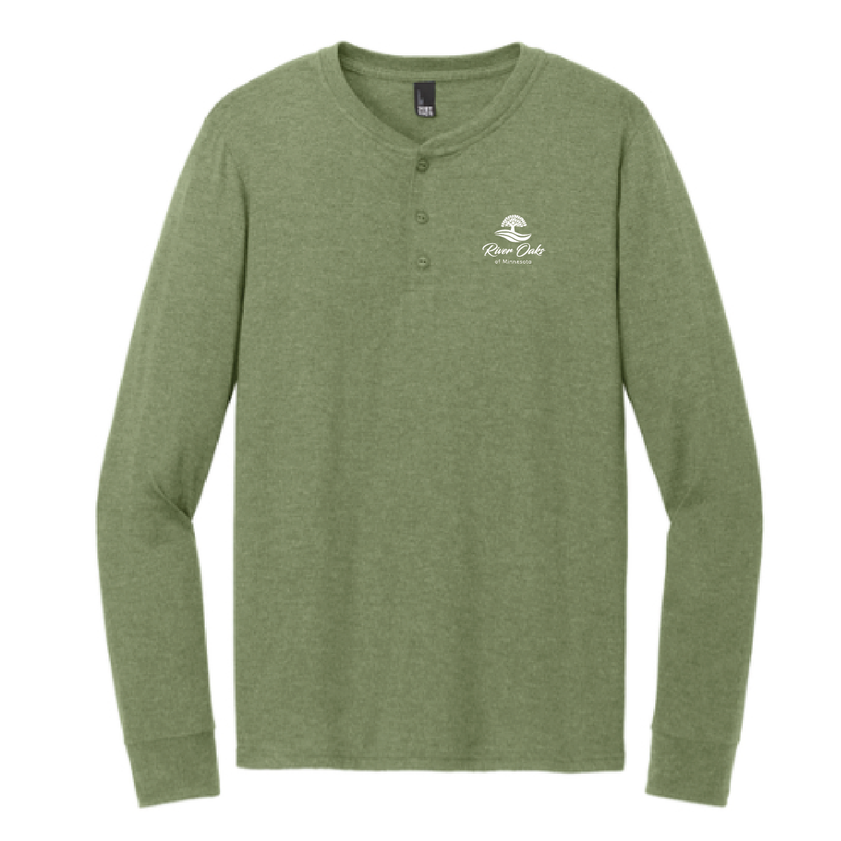 River Oaks District Perfect Tri Long Sleeve Henley with Embroidery
