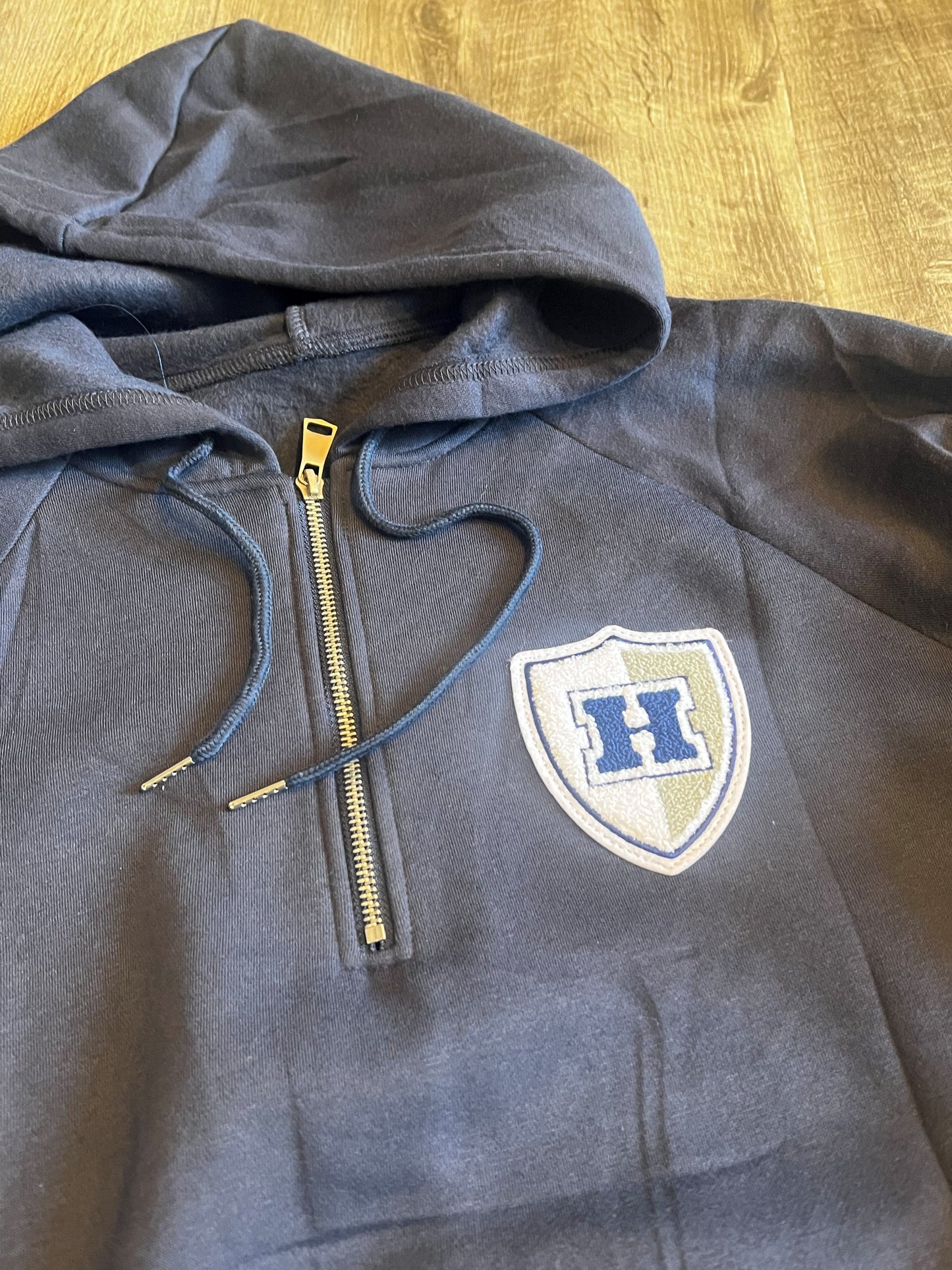 Hudson Raiders Online Ladies 1/4 Zip with Chenille Shield Logo