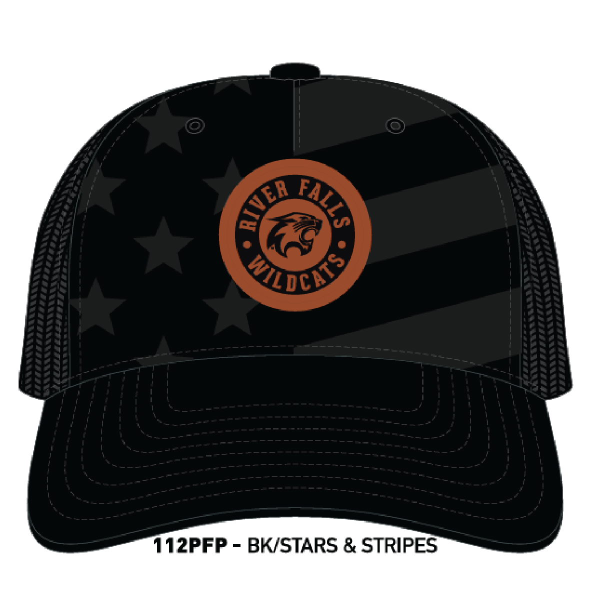 River Falls Retail 112PFP Black Tonal Stars & Stripes- Leather Patch