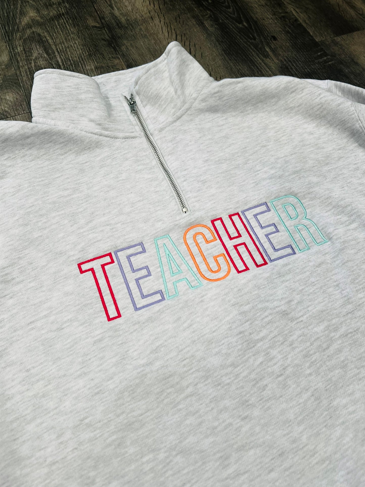 Teacher Outline Block Font 1/4 Zip